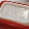 Image 4 : 8pc Vintage Pyrex Primary Red and Orange Refrigerator Dishes.