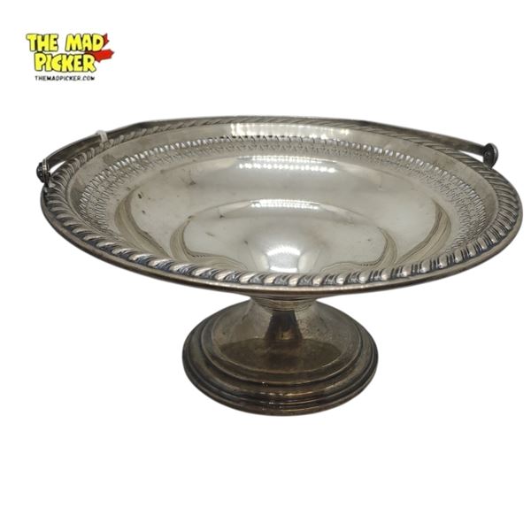 .925 Sterling Silver Handled Pedestal Dish - Weighted Base - Total weight: 172.6 grams