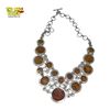 Image 2 : New Amber Resin Collar Necklace in Silver Setting - 2" wide at the front