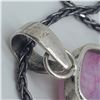 Image 4 : .925 Sterling Silver Pink Moonstone Necklace - 42 x 64 mm pendant on 24" Sterling Chain - Total weig