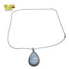 Image 1 : .925 Sterling Silver Blue Larimar Tear Drop Necklace - 31 x 50 mm pendant on 24" Sterling Chain - To