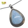 Image 2 : .925 Sterling Silver Blue Larimar Tear Drop Necklace - 31 x 50 mm pendant on 24" Sterling Chain - To