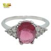Image 1 : .925 Sterling Silver Garnet & Crystal Ring - Size 10 - 9.7 mm wide - Total weight: 2.4 grams