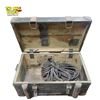 Image 1 : British WWII Green Painted Wooden Box with Ammo Box and Rope 23.5x15x12.5in