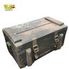 Image 3 : British WWII Green Painted Wooden Box with Ammo Box and Rope 23.5x15x12.5in