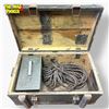 Image 4 : British WWII Green Painted Wooden Box with Ammo Box and Rope 23.5x15x12.5in
