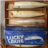 Image 2 : Collection of Vintage Plano Tackle Boxes with Lucky Louie Fishing Plugs