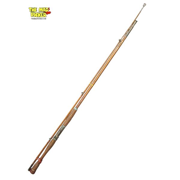 Vintage Wooden Fishing Rod with Brass Fittings Mid-20th Century