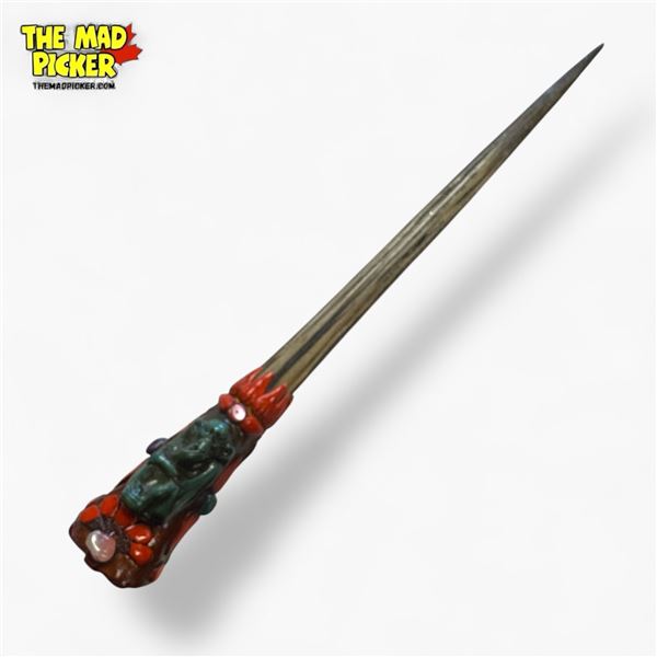 Ceremonial Folk-Art Dagger 18-Inch Antler Blade Monkey and Snake Motifs