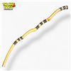Image 1 : Hand-Carved Natural Wood Walking Stick with Yellow and Black Spiral Design