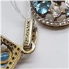 Image 2 : .925 Sterling Silver Aquamarine & Crystal Earrings & Pendant (Gold accented) - Total weight: 9.4 gra