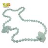 Image 1 : 30" Light Green Jade Bead Necklace with 2 Carved Elephants - 10 mm beads