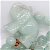 Image 2 : 30" Light Green Jade Bead Necklace with 2 Carved Elephants - 10 mm beads