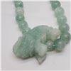 Image 3 : 30" Light Green Jade Bead Necklace with 2 Carved Elephants - 10 mm beads