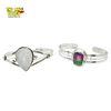 Image 1 : 2 Sterling Silver Gemstone Cuff Bracelets (Moonstone teardrop and Watermelon Tourmaline) Stamped .92