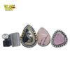 Image 1 : 4 Sterling Silver Gemstone Rings - Polished Pyrite, Pink Druzy, Rhodonite and Multi-Gemstone - All S