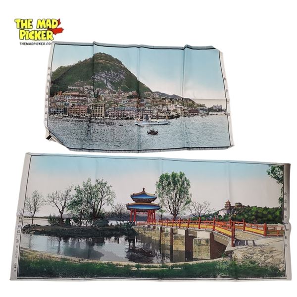 Vintage Chinese Silk Weavings Summer Palace Scenes Hangzhou Brocade Style