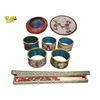 Image 1 : Vintage Chinese CloisonnÃ© Floral Set Napkin Rings, Dish, Bowl, Chopsticks