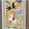 Image 3 : Vintage Persian Miniature Hunting and War Scene Khatam Frame 8.5 X 18.5in Iran