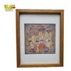 Image 1 : Framed Asian Folk Art Village Scene 9in X 11in Light-Wood Frame