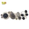 Image 1 : 4 New Sterling Silver & Onyx & Gemstone Rings - Stingray Fossil with Peridot Crystal. Black Onyx & O