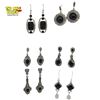Image 1 : 6 New Pairs of Sterling Silver Onyx Earrings for Pierced Ears - Some with Marquisates and 1 Pair wit