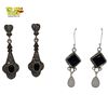 Image 2 : 6 New Pairs of Sterling Silver Onyx Earrings for Pierced Ears - Some with Marquisates and 1 Pair wit