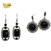Image 4 : 6 New Pairs of Sterling Silver Onyx Earrings for Pierced Ears - Some with Marquisates and 1 Pair wit