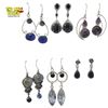 Image 1 : 6 New Pairs of Sterling Silver Gemstone Earrings for Pierced Ears (all stamped .925) Total weight:43