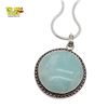 Image 2 : New .925 Sterling Silver Larimar Pendant Necklace (37 mm pendant on a 24" chain) Total weight:  34 g