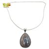 Image 1 : New .925 Sterling Silver Botswana Banded Agate Pendant Necklace (41 x 52mm teardrop pendant on a 24"