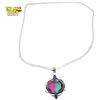 Image 1 : New Silver Plated Watermelon Tourmaline Pendant Necklace (39 x 36 mm pendant on 22" silver plated ch