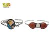 Image 1 : 2 New .925 Silver Gemstone Cuff Bracelets ( 1 Spiny Oyster Copper Turquoise and 1 Carnelian & Moonst