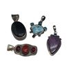 Image 1 : 4 New Gemstone Pendants in Silver Setting - Stamped .925 - Total Weight: 64.3 grams