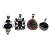 Image 1 : 4 New Onyx & Gemstone Pendants in Silver Settings (all stamped .925) - Total Weight: 59 grams