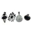 Image 2 : 4 New Onyx & Gemstone Pendants in Silver Settings (all stamped .925) - Total Weight: 59 grams