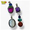 Image 1 : 4 New Large Gemstone Pendants in Silver Settings (all stamped .925) - Total Weight: 46 grams
