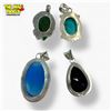 Image 2 : 4 New Large Gemstone Pendants in Silver Settings (all stamped .925)- Total Weight: 65.7 grams
