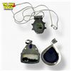 Image 2 : 3 New Large Gemstone Pendants In Silver Settings and 1 Chain (all stamped .925) - Total Weight: 65.2