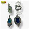 Image 2 : 4 New Large Gemstone Pendants in Silver Settings and 1 Chain  (all stamped .925) - Total Weight: 63.
