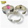 Image 2 : 3 New Wide Polished Gemstone Bracelets in Silver Setting (all stamped .925) - Total weight: 126.6 gr