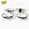Image 1 : 4 New Polished Gemstone Cuff Bracelets in Silver Settings (all stamped .925) - Total weight: 79.1 gr