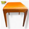 Image 2 : Mid-Century Modern Danish Teak Ottoman Orange Vinyl 1950s-1960s 20.5x15x16 Inches