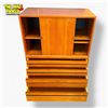 Image 2 : Poul Hundevad Style Mid-Century Modern Teak 2pc Cabinet Bar Cupboard  - 31 1/2in X 16in X 40 1/2in