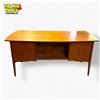Image 3 : Mid-Century Modern Danish Teak Executive Desk with Yellow Chair 57in X 27.5in X 28in