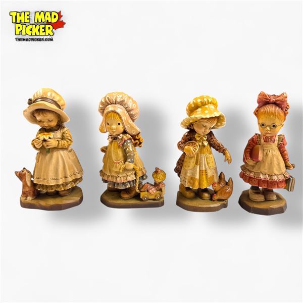 Set of 4 Anri Italy Hand-Carved Wood Figurines Sarah Kay Designs Limited Edition Set of 4 - 7in Tall