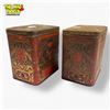 Image 2 : 2pc Antique Ocean Blend Tea Co. Red & Gold Tin Containers - 5 1/2in Tall