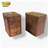 Image 3 : 2pc Antique Ocean Blend Tea Co. Red & Gold Tin Containers - 5 1/2in Tall