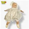 Image 1 : Antique Composition Baby Doll 22" Tall in White Lace Dress & Bonnet