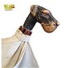 Image 2 : Vintage Brass Umbrella Stand W/ Umbrella Dog Head Carved Handle Light Fabric